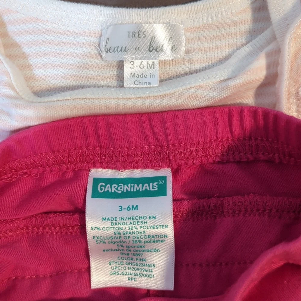 Baby Girl Outfits 9 Piece Lot 3 ea onesie bottoms bows all Matching 3-6 mo